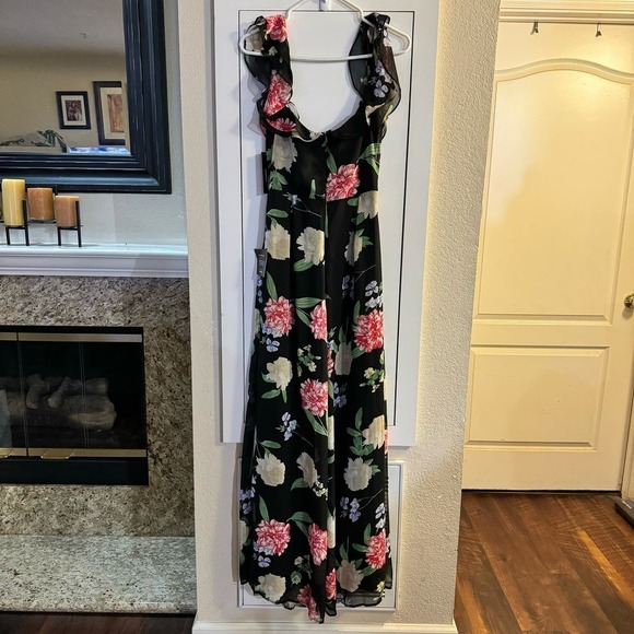 Lulus Florally Impressed Black Floral Print Jumpsuit Size Medium - Picture 7 of 10